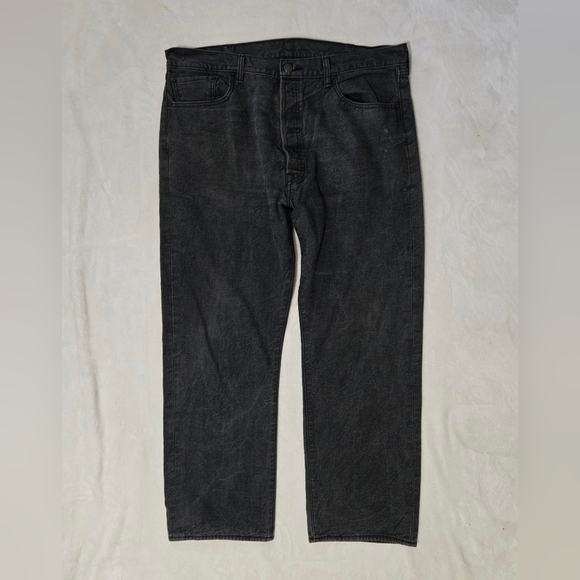 Levi's 501 Men's Jeans Dark Gray Size 40/30 Straight Leg Stylish Distressed - Picture 2 of 11